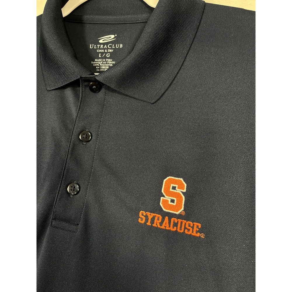 Syracuse Polo Shirt Mens‎ L Blue Ultraclub Performance Plain Logo  Embroidered - Picture 4 of 9